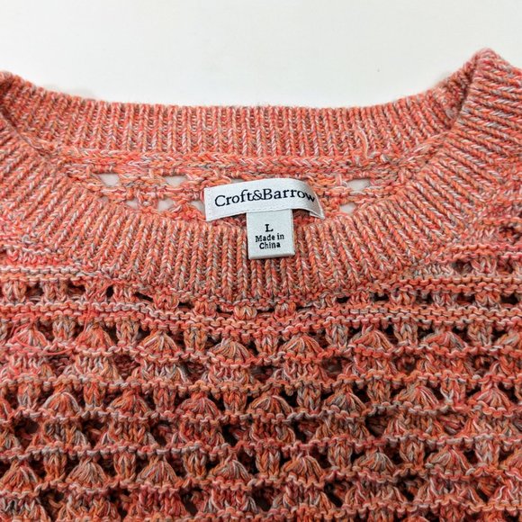 Croft & Barrow Coral Knit Open Weave Sweater Sz Large - Picture 5 of 5